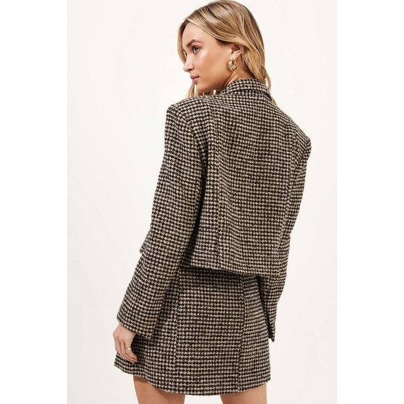 ASTR Houndstooth Wool Blend Cropped Oversized Double Breasted Blazer Jac… - Picture 12 of 16